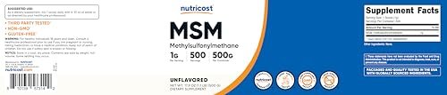 Nutricost Reines MSM-Pulver 500 g – Methylsulfonylmethan, hochrein, laborgeprüft