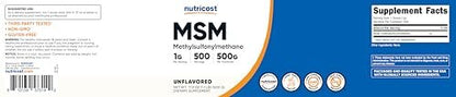 Nutricost Reines MSM-Pulver 500 g – Methylsulfonylmethan, hochrein, laborgeprüft