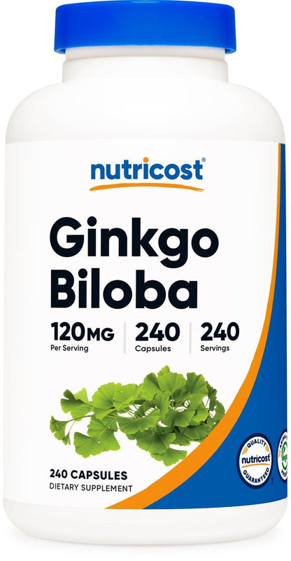 Nutricost Ginkgo Biloba 120mg, 240 Kapseln – Hochdosierter Ginkgo-Biloba-Extrakt, glutenfrei & nicht genetisch verändert