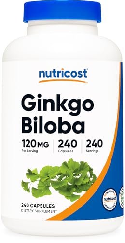 Nutricost Ginkgo Biloba 120mg, 240 Kapseln – Hochdosierter Ginkgo-Biloba-Extrakt, glutenfrei & nicht genetisch verändert