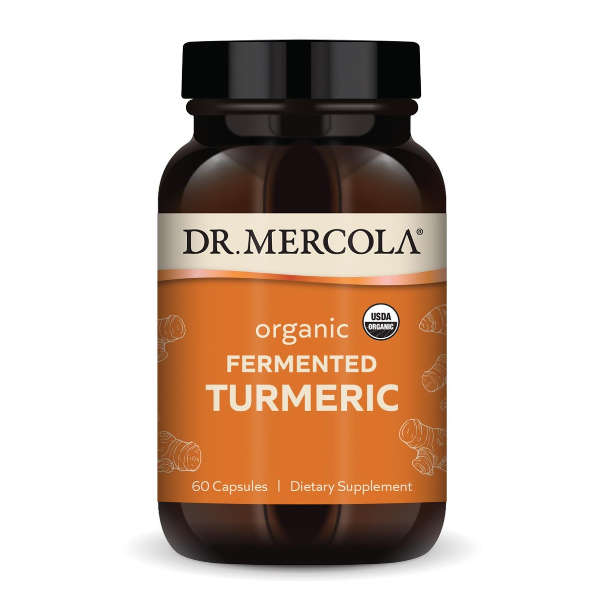 Dr. Mercola Bio-Fermentiertes Kurkuma – 370 mg fermentiertes Kurkuma mit hochbioverfügbaren Curcuminoiden – USDA Bio, Nicht-GVO, Glutenfrei & Sojafrei – 60 Kapseln (30 Portionen)