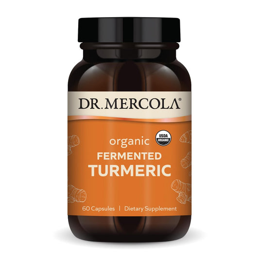 Dr. Mercola Bio-Fermentiertes Kurkuma – 370 mg fermentiertes Kurkuma mit hochbioverfügbaren Curcuminoiden – USDA Bio, Nicht-GVO, Glutenfrei & Sojafrei – 60 Kapseln (30 Portionen)