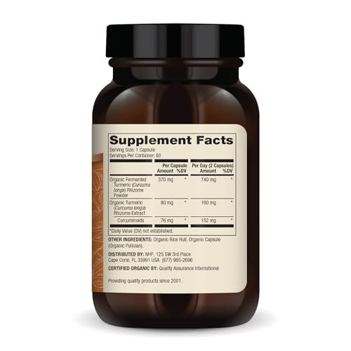 Dr. Mercola Bio-Fermentiertes Kurkuma – 370 mg fermentiertes Kurkuma mit hochbioverfügbaren Curcuminoiden – USDA Bio, Nicht-GVO, Glutenfrei & Sojafrei – 60 Kapseln (30 Portionen)