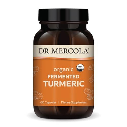 Dr. Mercola Bio-Fermentiertes Kurkuma – 370 mg fermentiertes Kurkuma mit hochbioverfügbaren Curcuminoiden – USDA Bio, Nicht-GVO, Glutenfrei & Sojafrei – 60 Kapseln (30 Portionen)