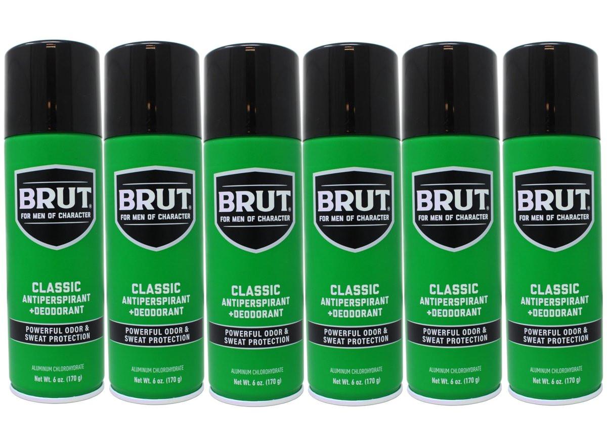 Brut Deodorant 6oz Aerosol Classic Duft (Antitranspirant) – 6er Pack
