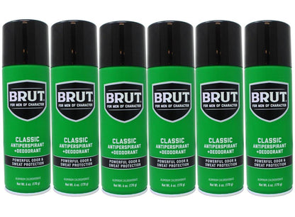 Brut Deodorant 6oz Aerosol Classic Duft (Antitranspirant) – 6er Pack