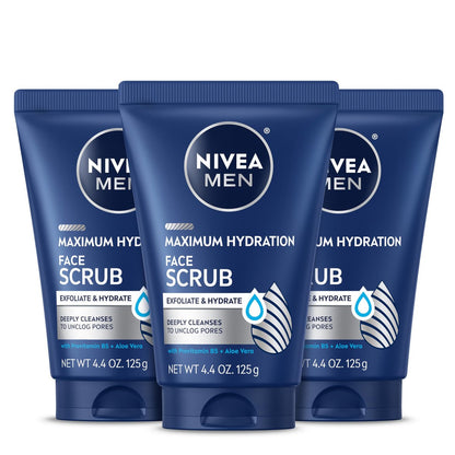 NIVEA MEN Maximum Hydration Gesichtspeeling mit Provitamin B5 und Aloe Vera – 3er-Pack (3 x 4,4 Oz)