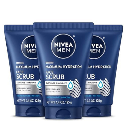 NIVEA MEN Maximum Hydration Gesichtspeeling mit Provitamin B5 und Aloe Vera – 3er-Pack (3 x 4,4 Oz)