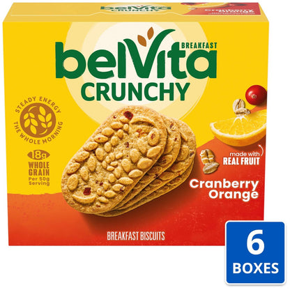 belVita Frühstückskekse, Cranberry Orange, 30 Packungen, 6 Schachteln (4 Kekse pro Packung)