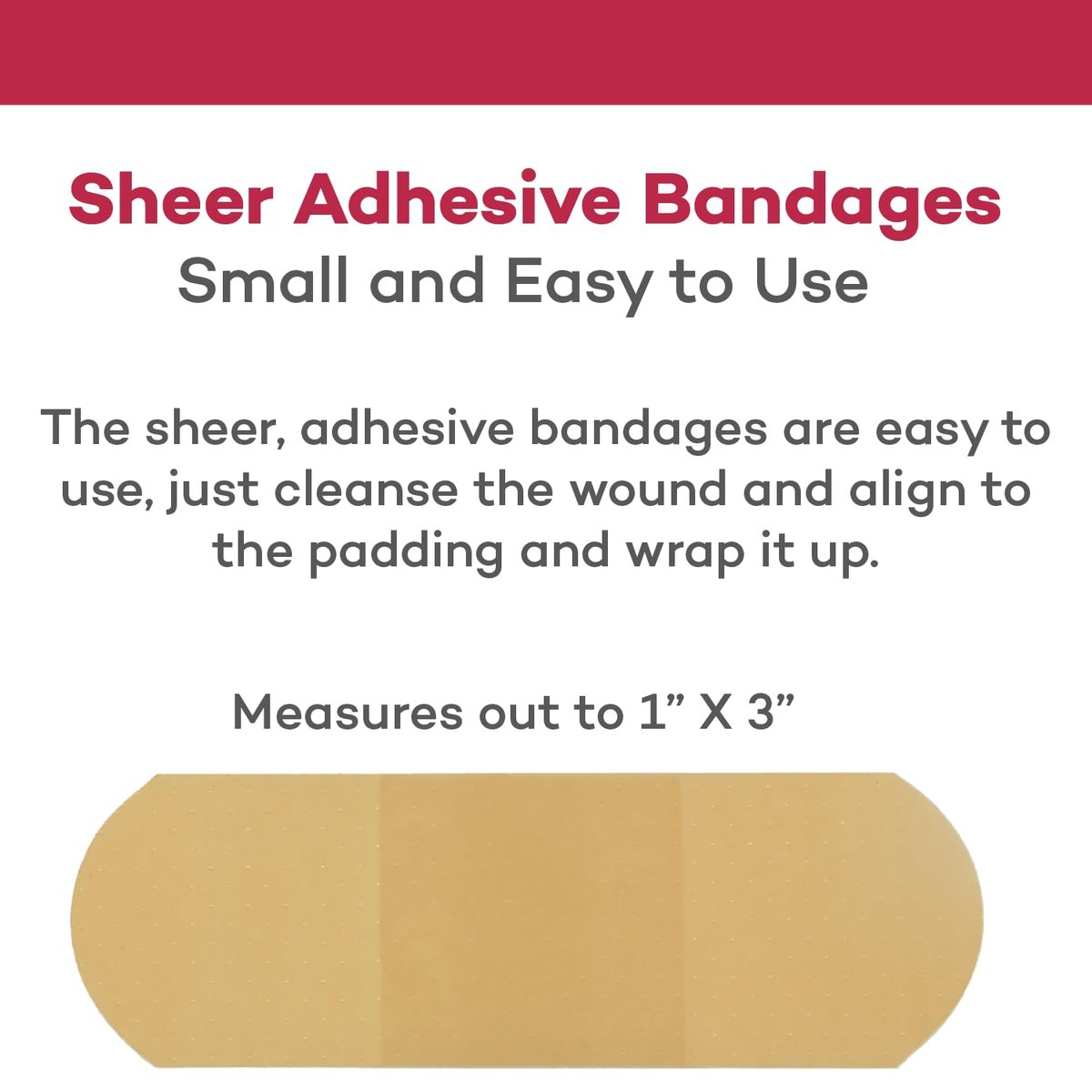 Dealmed Sheer Plastic Flexible Adhesive Bandagen – 100 Stück (2er-Pack) mit saugfähigem Pad, latexfrei, Wundversorgung für Erste-Hilfe-Set, 1" x 3"