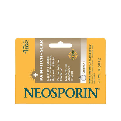Neosporin + Schmerz, Juckreiz & Narben, Erste Hilfe Triple Antibiotika Salbe für Infektionsschutz und Wundpflege mit maximaler Schmerz- und Juckreizlinderung, hilft das Erscheinungsbild von Narben zu minimieren, 28 g