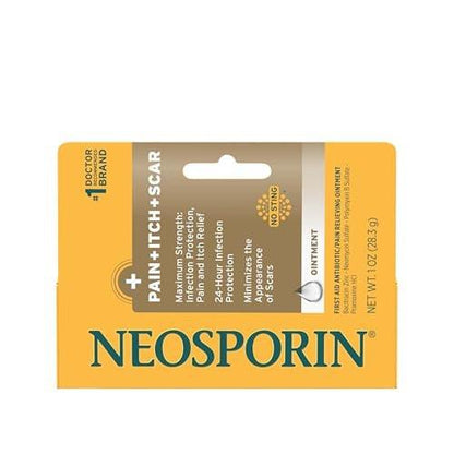 Neosporin + Schmerz, Juckreiz & Narben, Erste Hilfe Triple Antibiotika Salbe für Infektionsschutz und Wundpflege mit maximaler Schmerz- und Juckreizlinderung, hilft das Erscheinungsbild von Narben zu minimieren, 28 g