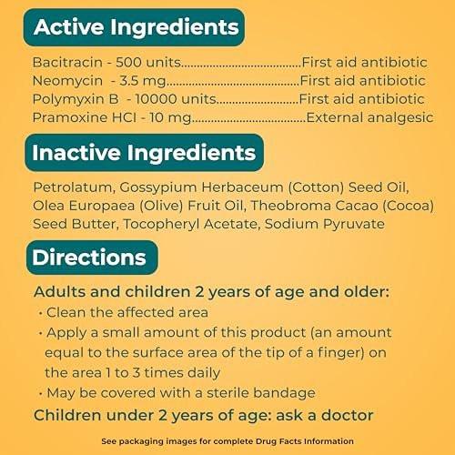 Neosporin + Schmerz, Juckreiz & Narben, Erste-Hilfe-Dreifach-Antibiotikum-Salbe für Infektionsschutz und Wundversorgung mit maximaler Schmerz- und Juckreizlinderung, hilft, das Erscheinungsbild von Narben zu minimieren, 0,5 Unzen