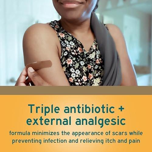 Neosporin + Schmerz, Juckreiz & Narben, Erste-Hilfe-Dreifach-Antibiotikum-Salbe für Infektionsschutz und Wundversorgung mit maximaler Schmerz- und Juckreizlinderung, hilft, das Erscheinungsbild von Narben zu minimieren, 0,5 Unzen