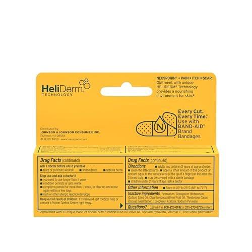 Neosporin + Schmerz, Juckreiz & Narben, Erste-Hilfe-Dreifach-Antibiotikum-Salbe für Infektionsschutz und Wundversorgung mit maximaler Schmerz- und Juckreizlinderung, hilft, das Erscheinungsbild von Narben zu minimieren, 0,5 Unzen