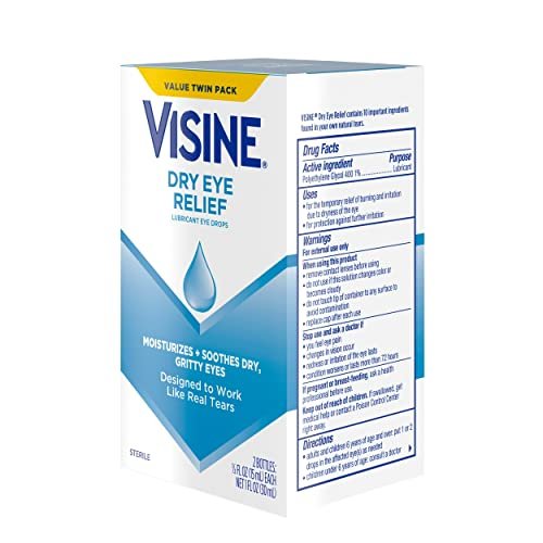 Visine Trockene Augen Augentropfen – Feuchtigkeitsspender & Linderung bei gereizten, trockenen Augen – Polyethylenglykol 400 – 2 x 15 ml