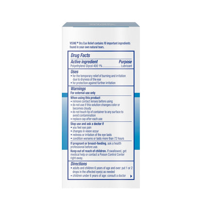 Visine Trockene Augen Augentropfen – Feuchtigkeitsspender & Linderung bei gereizten, trockenen Augen – Polyethylenglykol 400 – 2 x 15 ml