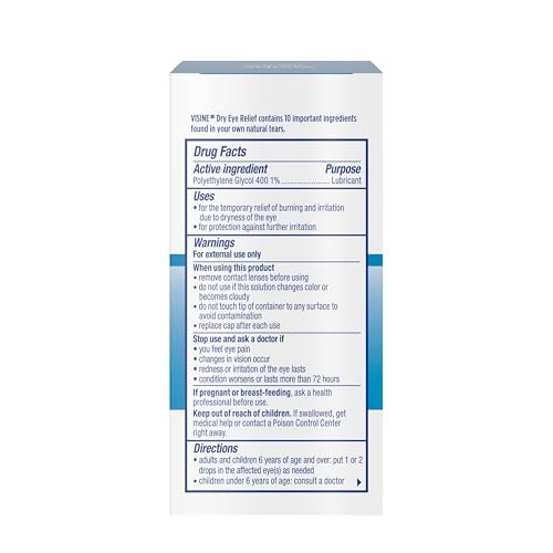 Visine Trockene Augen Augentropfen – Feuchtigkeitsspender & Linderung bei gereizten, trockenen Augen – Polyethylenglykol 400 – 2 x 15 ml