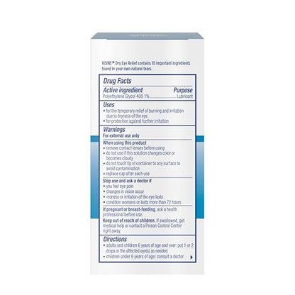 Visine Trockene Augen Augentropfen – Feuchtigkeitsspender & Linderung bei gereizten, trockenen Augen – Polyethylenglykol 400 – 2 x 15 ml
