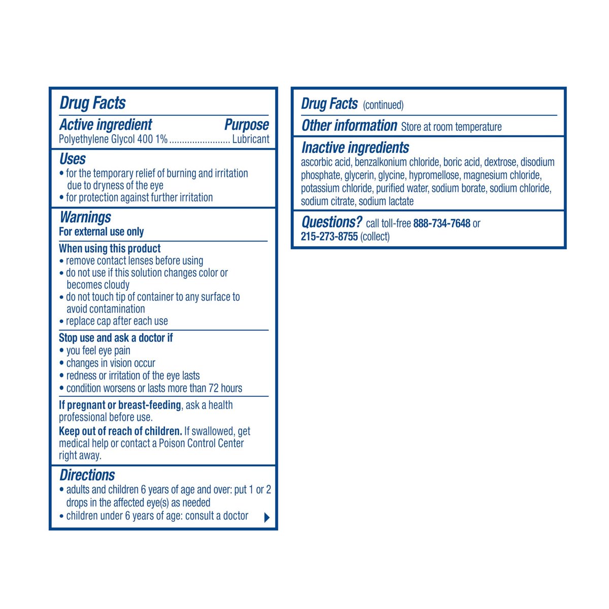Visine Trockene Augen Augentropfen – Feuchtigkeitsspender & Linderung bei gereizten, trockenen Augen – Polyethylenglykol 400 – 2 x 15 ml