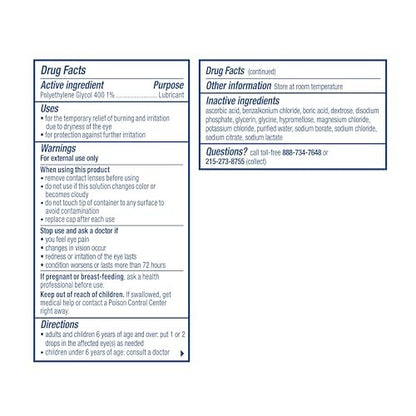 Visine Trockene Augen Augentropfen – Feuchtigkeitsspender & Linderung bei gereizten, trockenen Augen – Polyethylenglykol 400 – 2 x 15 ml