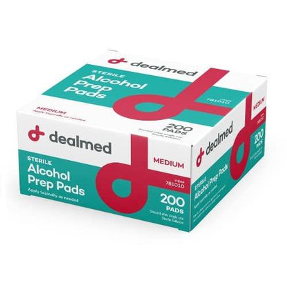 Dealmed Alkoholtupfer – 100 Stück große, latexfreie, gamma-sterilisierte antiseptische Tücher für Erste-Hilfe-Sets, Zuhause und medizinische Einrichtungen