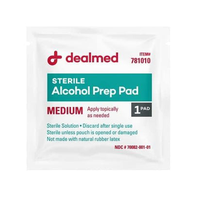 Dealmed 200 sterile Alkoholtupfer, Isopropyl-Wischtücher, einzeln verpackt, mittelgroß, 2-lagig, für Schnitte, Schrammen und allgemeine Reinigung