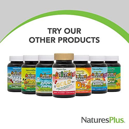 NaturesPlus Animal Parade Source of Life Zuckerfrei MagKidz Magnesium für Kinder - Natürlicher Kirschgeschmack - 90 Tabletten - Knochen- und Muskelunterstützung - Glutenfrei
