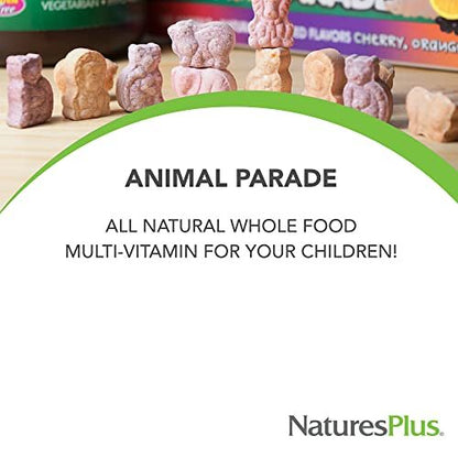 NaturesPlus Animal Parade Source of Life Zuckerfrei MagKidz Magnesium für Kinder - Natürlicher Kirschgeschmack - 90 Tabletten - Knochen- und Muskelunterstützung - Glutenfrei
