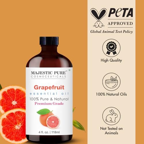 Majestic Pure Grapefruitöl – 100% reines und natürliches ätherisches Öl mit Glaspipette, 118 ml – ideal für Diffuser, Aromatherapie, Seifen- und Kerzenherstellung