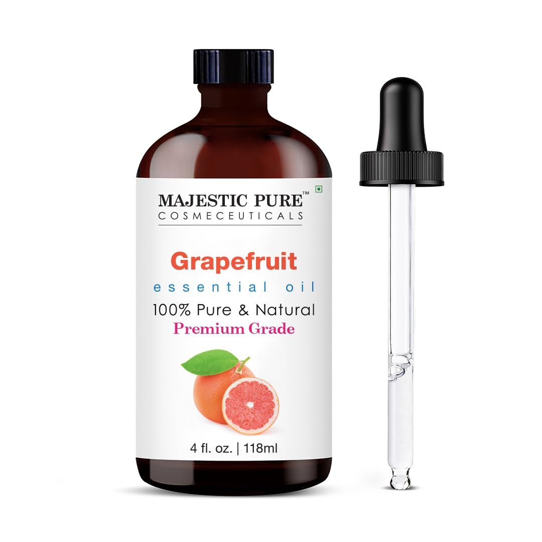 Majestic Pure Grapefruitöl – 100% reines und natürliches ätherisches Öl mit Glaspipette, 118 ml – ideal für Diffuser, Aromatherapie, Seifen- und Kerzenherstellung