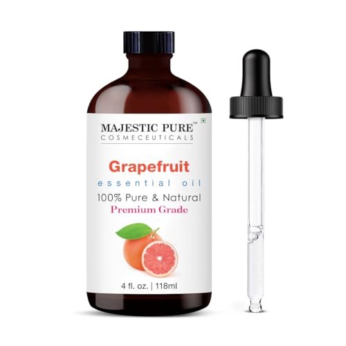 Majestic Pure Grapefruitöl – 100% reines und natürliches ätherisches Öl mit Glaspipette, 118 ml – ideal für Diffuser, Aromatherapie, Seifen- und Kerzenherstellung