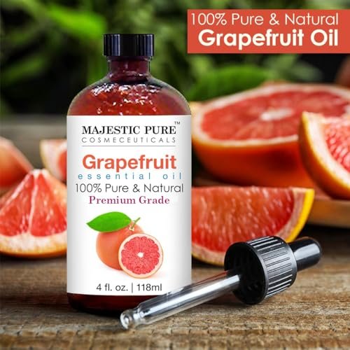 Majestic Pure Grapefruitöl – 100% reines und natürliches ätherisches Öl mit Glaspipette, 118 ml – ideal für Diffuser, Aromatherapie, Seifen- und Kerzenherstellung