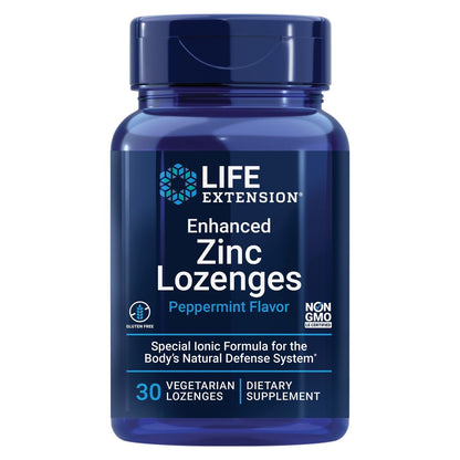 Life Extension Enhanced Zinc Lozenges – Zinkacetat zur optimalen Immununterstützung, starke Immunantwort, ionisches Zink, Non-GMO, glutenfrei, vegetarisch, 30 Lutschtabletten