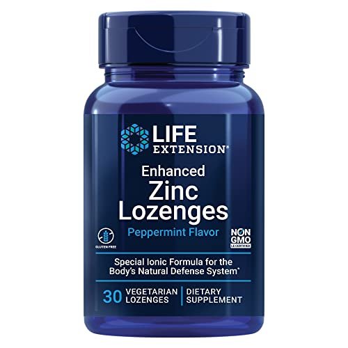 Life Extension Enhanced Zinc Lozenges – Zinkacetat zur optimalen Immununterstützung, starke Immunantwort, ionisches Zink, Non-GMO, glutenfrei, vegetarisch, 30 Lutschtabletten