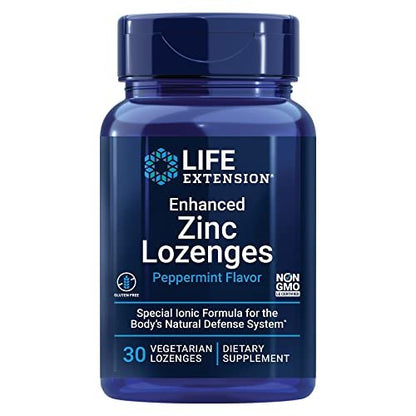 Life Extension Enhanced Zinc Lozenges – Zinkacetat zur optimalen Immununterstützung, starke Immunantwort, ionisches Zink, Non-GMO, glutenfrei, vegetarisch, 30 Lutschtabletten