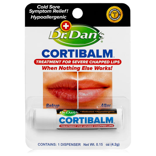 Dr. Dan’s Cortibalm – Medizierter Lippenbalsam mit Hydrocortison – Heilende Behandlung & Lippenfeuchtigkeitscreme für extrem spröde, sehr trockene, rissige Lippen – 1 Packung