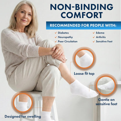 Diabetikersocken Damen Baumwolle 6er-Pack Knöchel Weiß von DEBRA WEITZNER, Größe 9-11