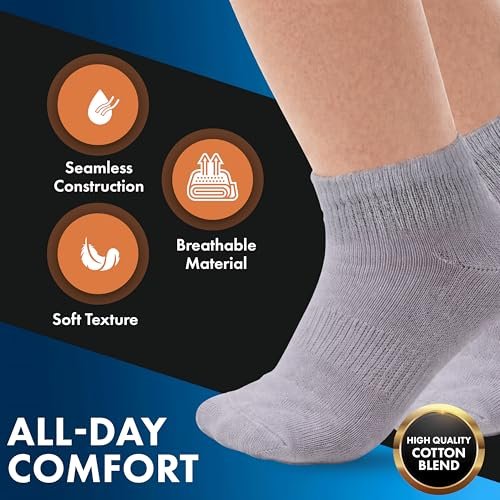 Diabetikersocken Damen Baumwolle 6er-Pack Knöchel Weiß von DEBRA WEITZNER, Größe 9-11