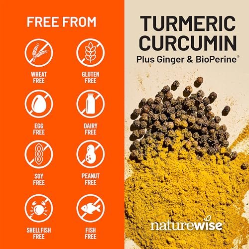 NatureWise Curcumin Turmeric 2250mg – Hochdosiert mit 95% Curcuminoiden & BioPerin Schwarzer Pfeffer Extrakt – Tägliche Gelenk- und Immununterstützung – Vegan, Non-GMO, 90 Kapseln (30-Tage-Vorrat)