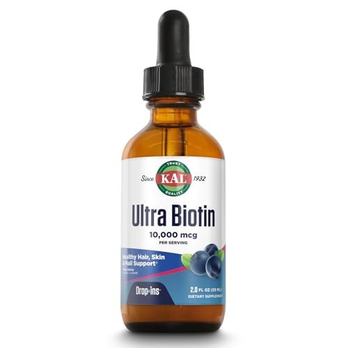 KAL Ultra Biotin 10000mcg DropIns – Flüssige Biotin-Tropfen für Haar, Haut & Nägel, hochdosiertes Vitamin B7, natürlicher Beeren-Mix-Geschmack, 59 ml (ca. 59 Portionen)