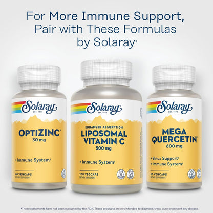 SOLARAY Liposomales Vitamin C 500 mg – Verbesserte Absorption durch Liposomen mit Fettsäuren – Antioxidans und Immununterstützung – Vegan, 60-Tage-Garantie, 100 Portionen, 100 VegKaps