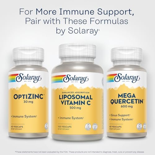 SOLARAY Liposomales Vitamin C 500 mg – Verbesserte Absorption durch Liposomen mit Fettsäuren – Antioxidans und Immununterstützung – Vegan, 60-Tage-Garantie, 100 Portionen, 100 VegKaps