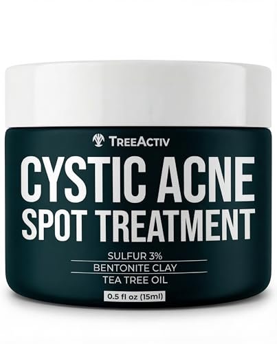 TreeActiv Cystic Akne Spot Treatment Paste mit Schwefel, Bentonit-Tonerde und Teebaumöl – Tiefenwirksame Behandlung für Pickel, 20-minütige oder Über-Nacht-Anwendung, geeignet für Gesicht und Körper, 15 ml