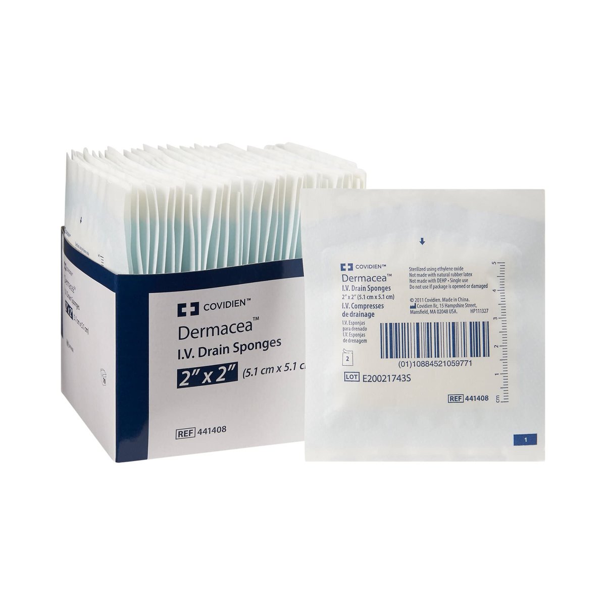 Covidien Dermacea I.V. Drain-Wundtupfer, 2" x 2" (70 Stück)