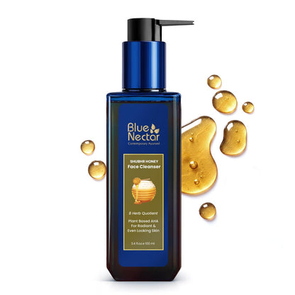 Blue Nectar Ayurvedisches Honig- und Aloe Vera Gesichtswaschmittel & Make-up Entferner | Täglicher Gesichtsreiniger für Frauen und Männer | Alle Hauttypen (8 Kräuter, 100 ml)