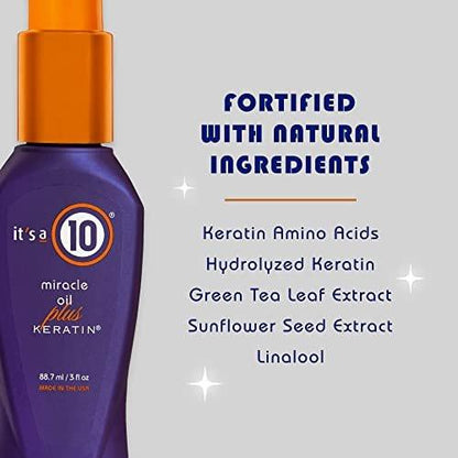 It's a 10 Haircare Miracle Oil Plus Keratin, 3 fl. oz. (2er-Pack) – Pflegendes Haaröl mit Keratin