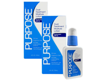 Purpose Dual Treatment Feuchtigkeitslotion mit LSF 10 – Ölfreie, duftstofffreie tägliche Feuchtigkeitspflege für empfindliche Haut – 118 ml (Packung mit 2)