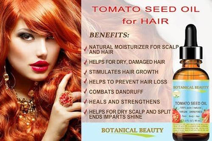 Botanical Beauty TOMATENKERNÖL 100% rein natürliches, natives, kaltgepresstes Trägeröl für Gesicht, Haut, Körper, Haare, Lippen, Nägel. Reich an Vitamin E & Lycopin (30 ml)