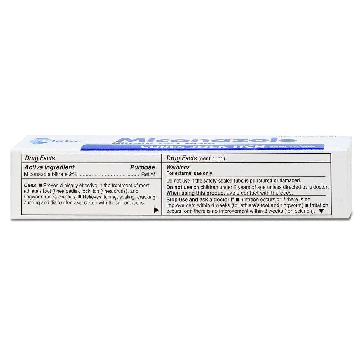 Globe Miconazol Nitrat 2% Antimykotische Creme 28 g – Behandelt Fußpilz, Juckreiz, Ringelflechte und mehr